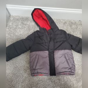 Carter's Baby Boy 3T Coat Jacket Black Grey Fleece Lined Hooded Heavy Coat